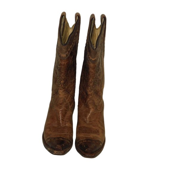 Corral Cowgirl Boots A2500 Brown Leather Embroidered Western Snip Toe Size 6M - Picture 2 of 16